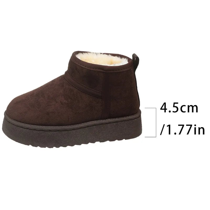 Flannel Slip-On Snow Ankle Boots