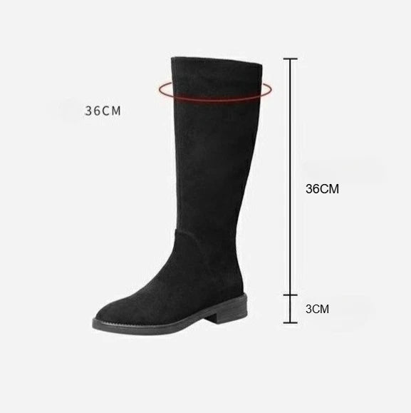 Suede Zip Knee-High Boots